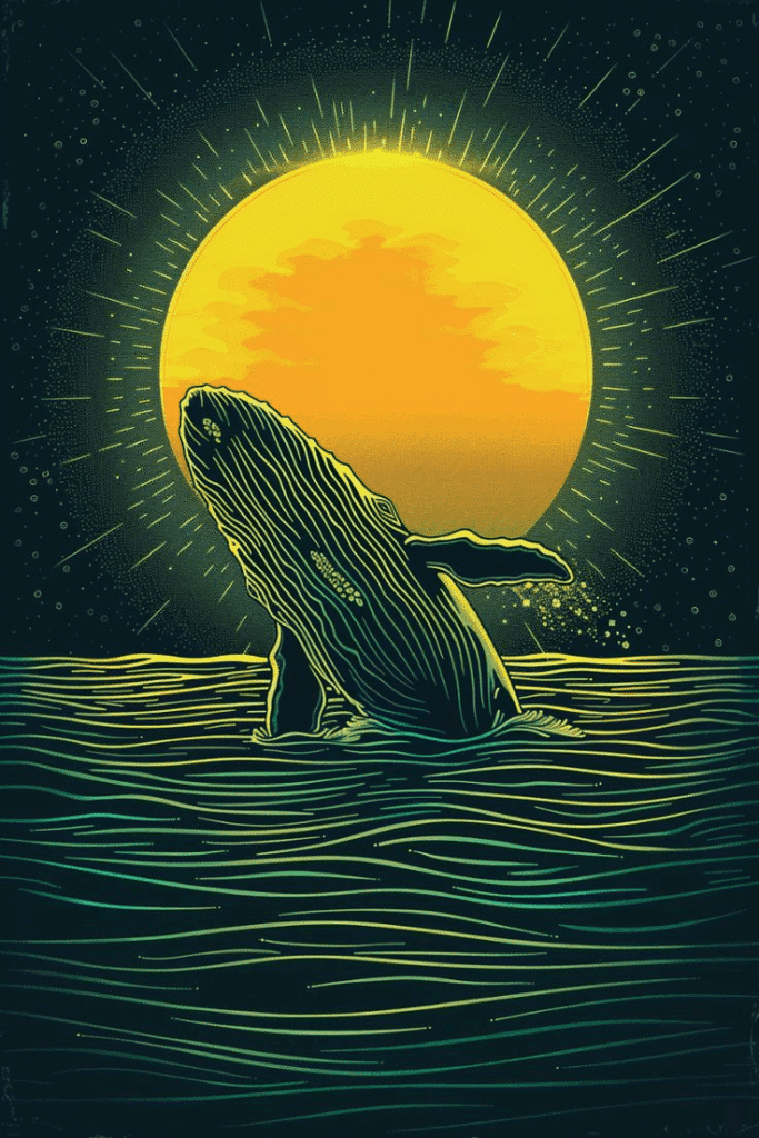 breaching whale vector illustration