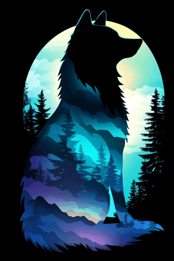 black wolf symbolism vector