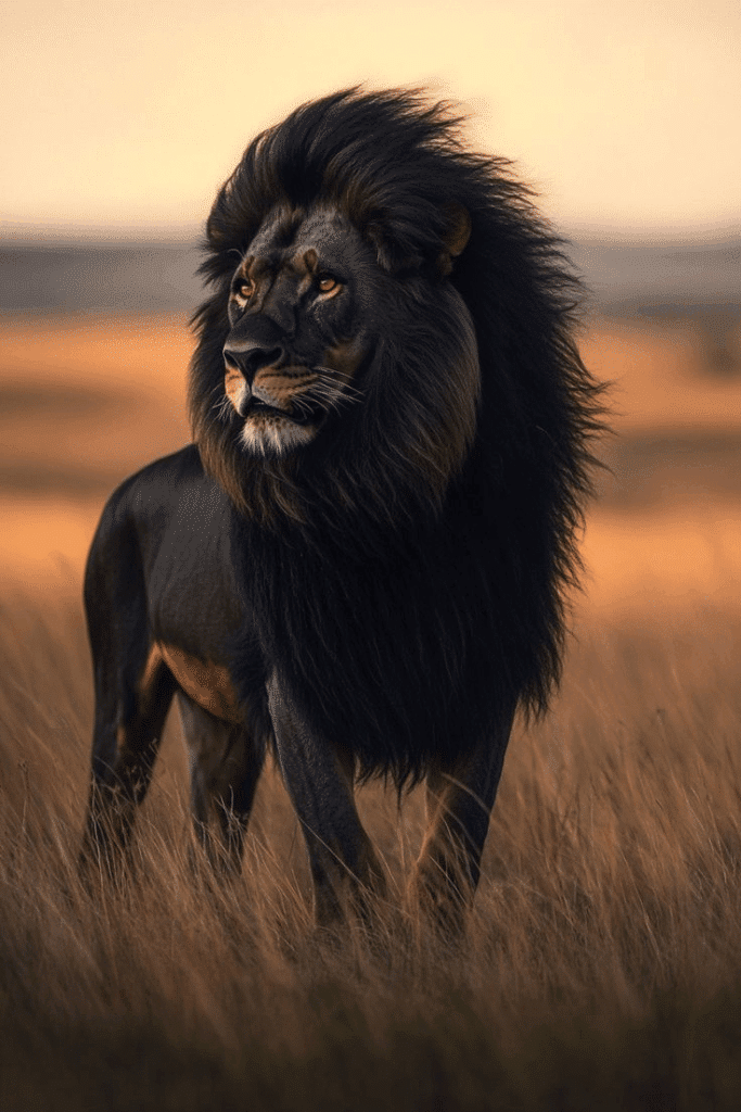 photo of black lion