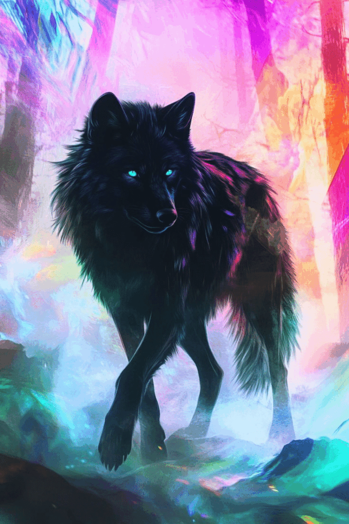 spiritual black wolf artwork