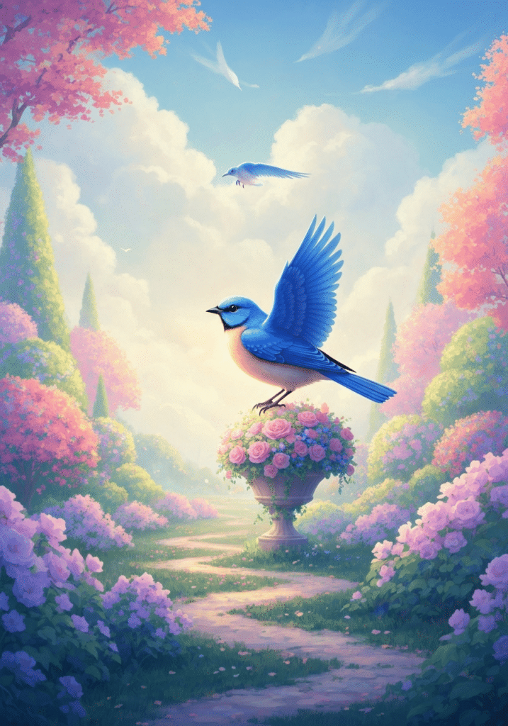 Beautiful bluebird symbolizing happiness, spiritual messages, and hope