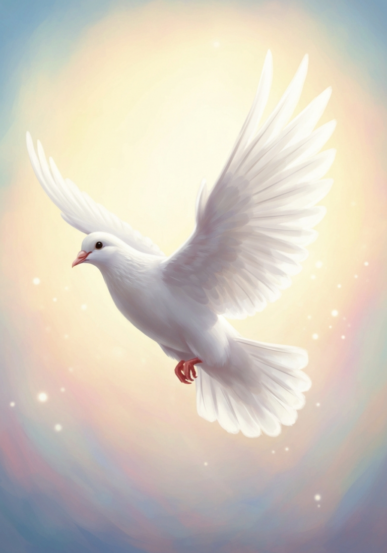 White dove symbolizing peace and spiritual purity
