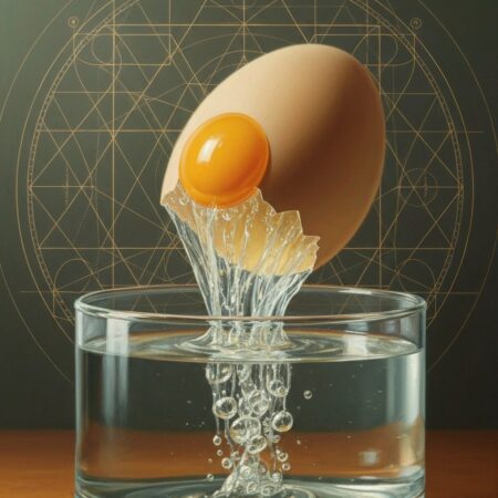 An egg dissolving in vinegar science experiment