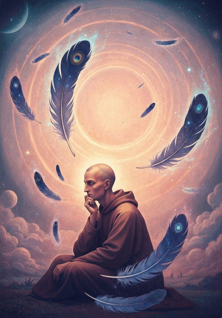 A delicate feather representing a spiritual sign and message