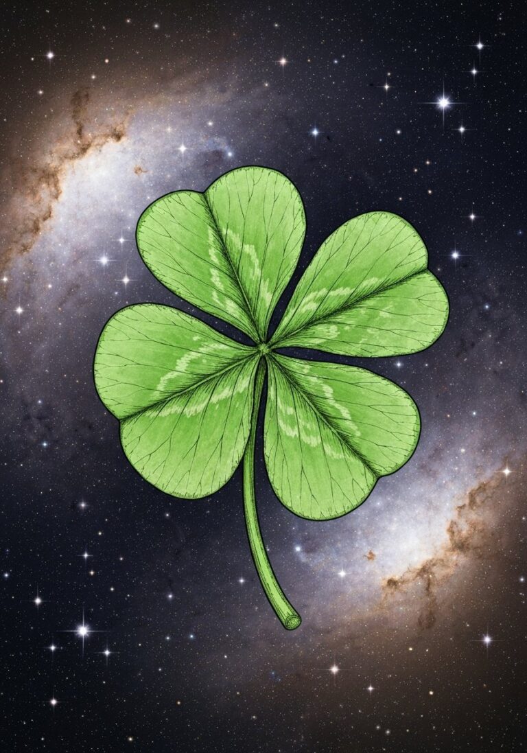 A four-leaf clover symbolizing luck, hope, faith, and love