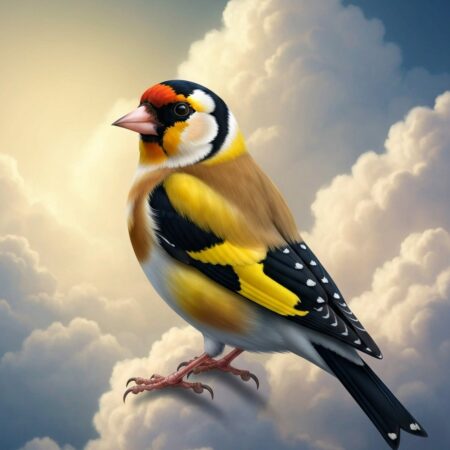 A bright goldfinch symbolizing joy, abundance, and spiritual meaning