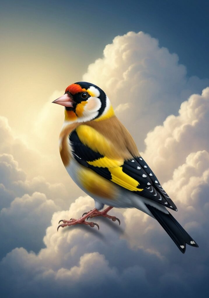 A bright goldfinch symbolizing joy, abundance, and spiritual meaning