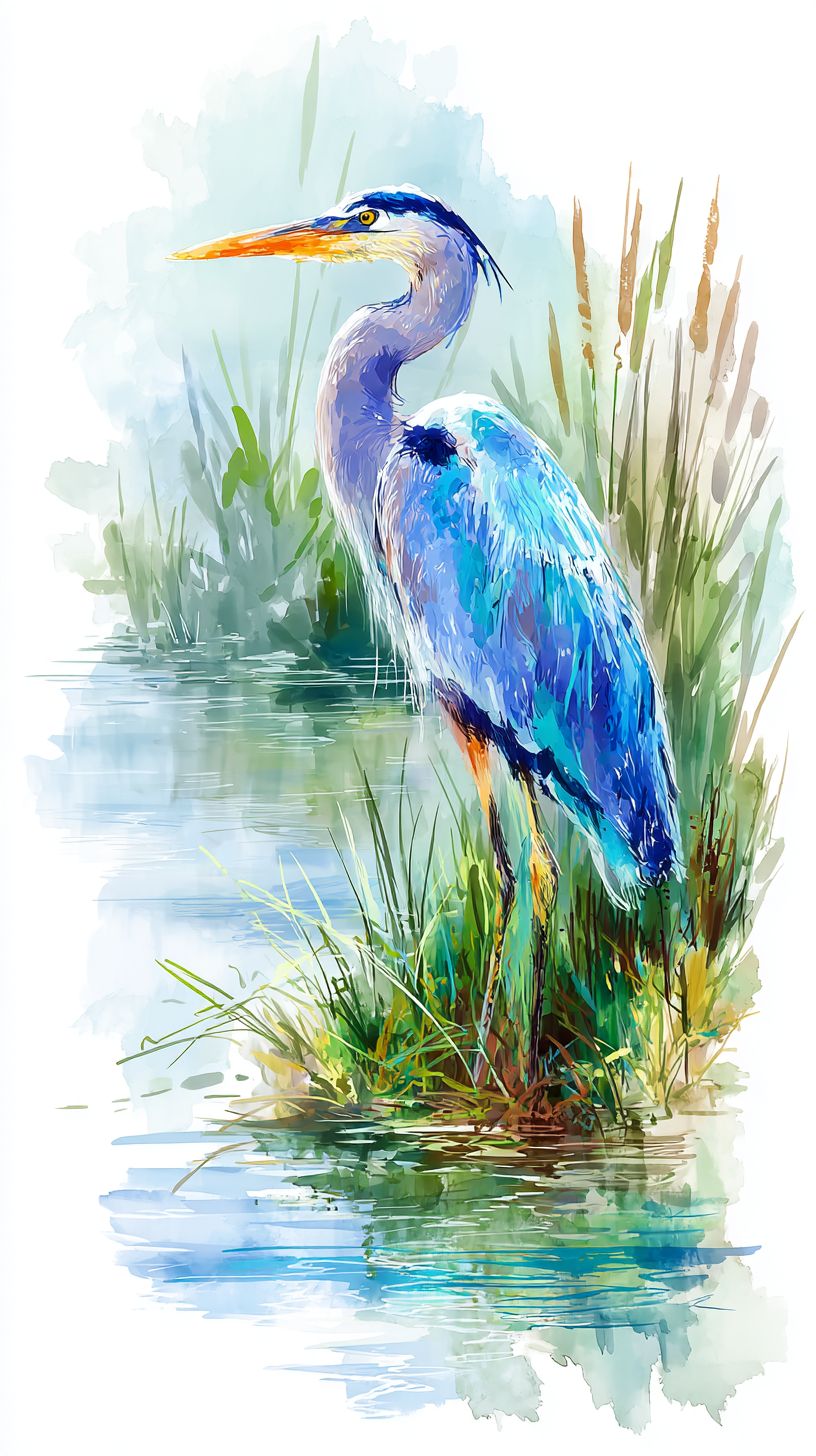 Solitary blue heron - symbol of self-reliance