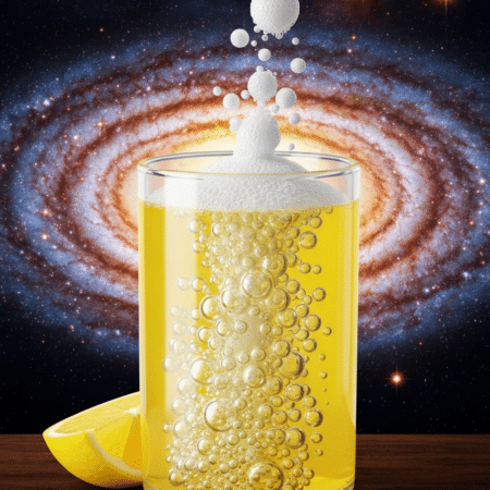 Fizzing reaction when lemon juice meets baking soda creating carbon dioxide bubbles