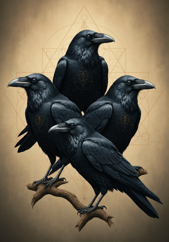 Mystical black raven representing spiritual symbolism and wisdom