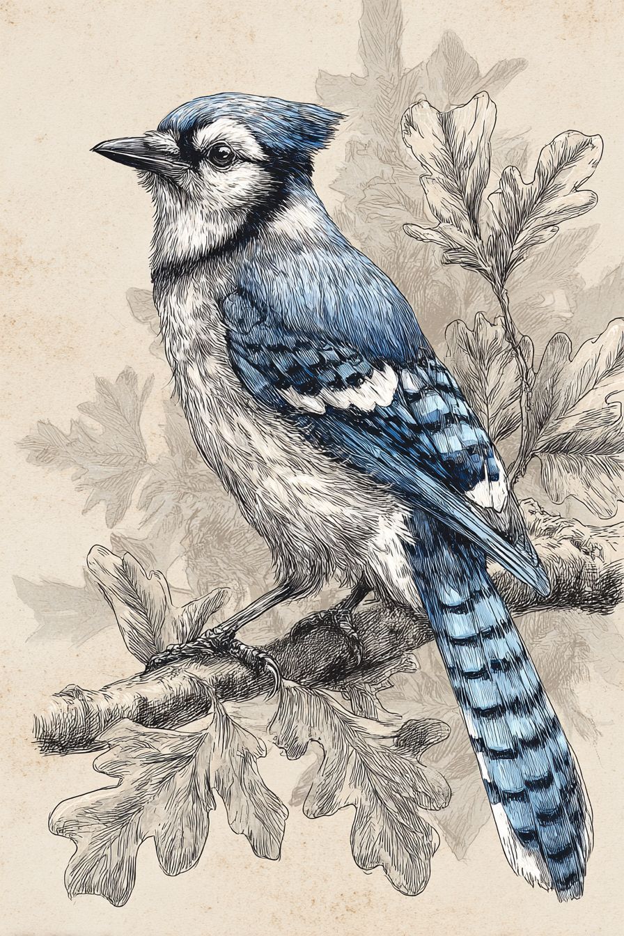 Blue jay with acorn - accidental forester
